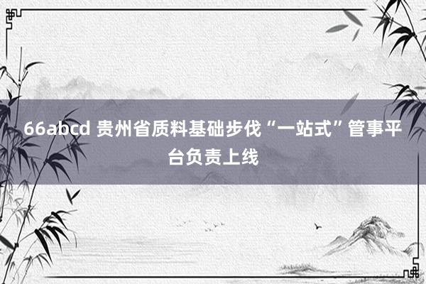 66abcd 贵州省质料基础步伐“一站式”管事平台负责上线