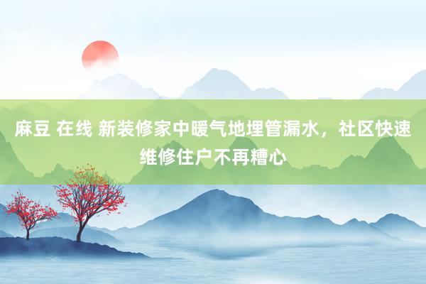 麻豆 在线 新装修家中暖气地埋管漏水，社区快速维修住户不再糟心